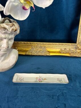 Royal Staffordshire England Rose Butterfly Mint Dish Pen Holder Bone China 8.5”